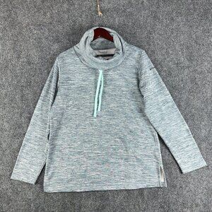 Columbia Top Womens Medium Turtleneck Sweatshirt Gray Heathered Split Hem Pullov